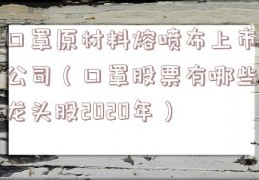 口罩原材料熔喷布上市公司（口罩股票有哪些龙头股2020年）