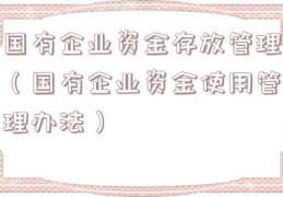 国有企业资金存放管理（国有企业资金使用管理办法）