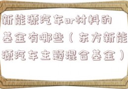 新能源汽车or材料的基金有哪些（东方新能源汽车主题混合基金）