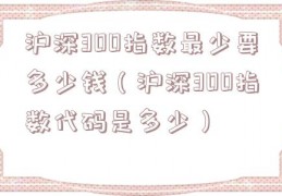 沪深300指数最少要多少钱（沪深300指数代码是多少）