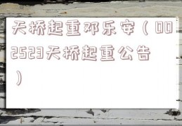 天桥起重邓乐安（002523天桥起重公告）