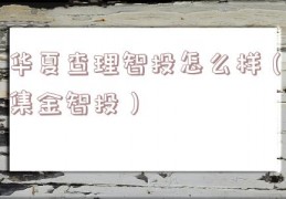 华夏查理智投怎么样（集金智投）