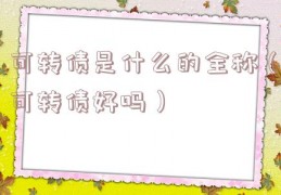 可转债是什么的全称（可转债好吗）