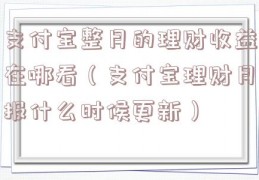 支付宝整月的理财收益在哪看（支付宝理财月报什么时候更新）