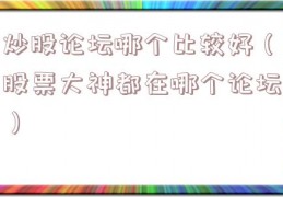 炒股论坛哪个比较好（股票大神都在哪个论坛）