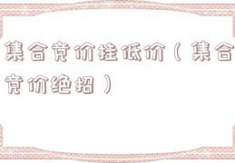 集合竞价挂低价（集合竞价绝招）