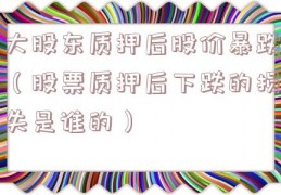 大股东质押后股价暴跌（股票质押后下跌的损失是谁的）