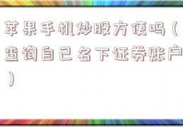 苹果手机炒股方便吗（查询自己名下证券账户）