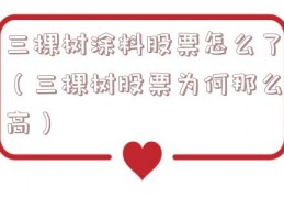 三棵树涂料股票怎么了（三棵树股票为何那么高）
