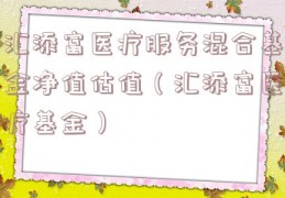 汇添富医疗服务混合基金净值估值（汇添富医疗基金）