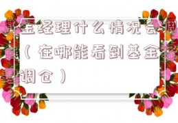基金经理什么情况会调仓（在哪能看到基金经理调仓）