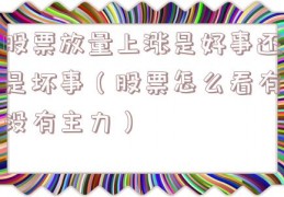 股票放量上涨是好事还是坏事（股票怎么看有没有主力）