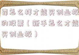 要怎么样才能买创业板的股票（新手怎么才能买创业板）