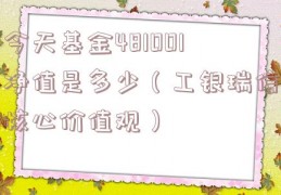 今天基金481001净值是多少（工银瑞信核心价值观）