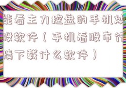 能看主力控盘的手机炒股软件（手机看股市行情下载什么软件）