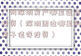广州深圳房产哪里适合投资（深圳周边哪里的房子值得投资）