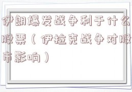 伊朗爆发战争利于什么股票（伊拉克战争对股市影响）