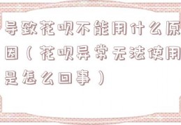 导致花呗不能用什么原因（花呗异常无法使用是怎么回事）