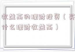收益高的理财投资（买什么理财收益高）