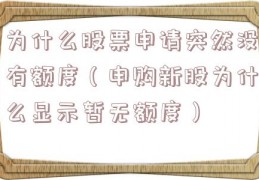 为什么股票申请突然没有额度（申购新股为什么显示暂无额度）