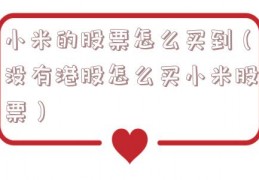 小米的股票怎么买到（没有港股怎么买小米股票）