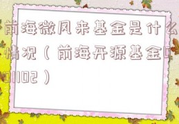 前海微风来基金是什么情况（前海开源基金001102）
