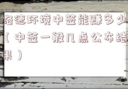 路德环境中签能赚多少（中签一般几点公布结果）