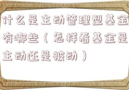 什么是主动管理型基金有哪些（怎样看基金是主动还是被动）