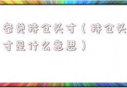 备兑持仓头寸（持仓头寸是什么意思）