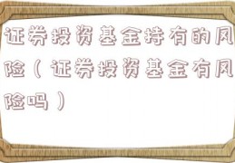证券投资基金持有的风险（证券投资基金有风险吗）