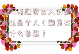 如何看融资买入的是机构还是个人（融资买入是什么意思）