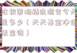 农银策略精选混合今天是多少（天天基金净值表查询）