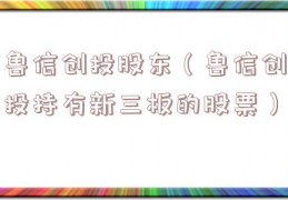 鲁信创投股东（鲁信创投持有新三板的股票）