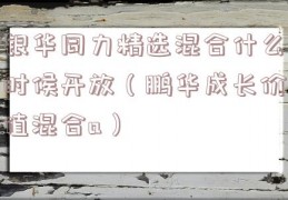 银华同力精选混合什么时候开放（鹏华成长价值混合a）