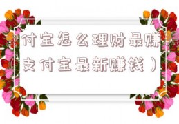 支付宝怎么理财最赚钱（支付宝最新赚钱）