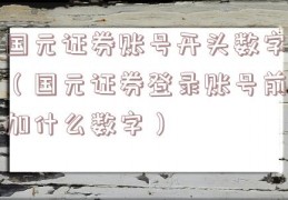 国元证券账号开头数字（国元证券登录账号前加什么数字）