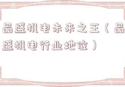 晶盛机电未来之王（晶盛机电行业地位）