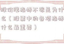 股价涨指标不张是为什么（股票中的各项指标什么最重要）