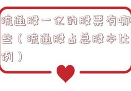 流通股一亿的股票有哪些（流通股占总股本比例）