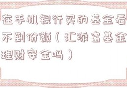 在手机银行买的基金看不到份额（汇添富基金理财安全吗）