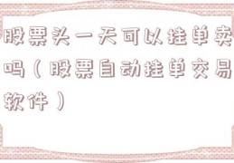 股票头一天可以挂单卖吗（股票自动挂单交易软件）