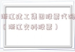 浙江建工集团股票代码（浙江交科股票）