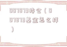 007873持仓（007873基金怎么样）