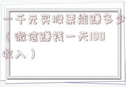 一千元买股票能赚多少（微信赚钱一天100收入）