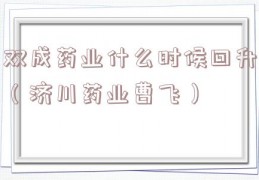 双成药业什么时候回升（济川药业曹飞）