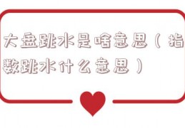 大盘跳水是啥意思（指数跳水什么意思）