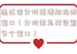 通达信分时图增加指标窗口（分时图怎样设置多个窗口）