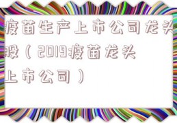 疫苗生产上市公司龙头股（2019疫苗龙头上市公司）