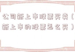 公司新上市股票买卖（新上市的股票怎么买）