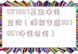 007067基金净值查询（浦银安盛007067净值估值）